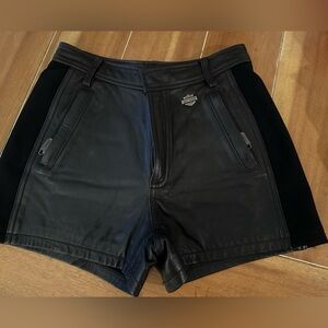 Harley Davidson Leather Biker Shorts High Waist Stretch 4 32 Excellent Worn Once